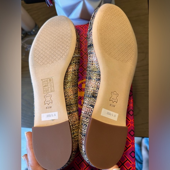 Authentic Brand new Tory Burch Crystal bow ballet metallic tweed_rose gold multi - Picture 12 of 14